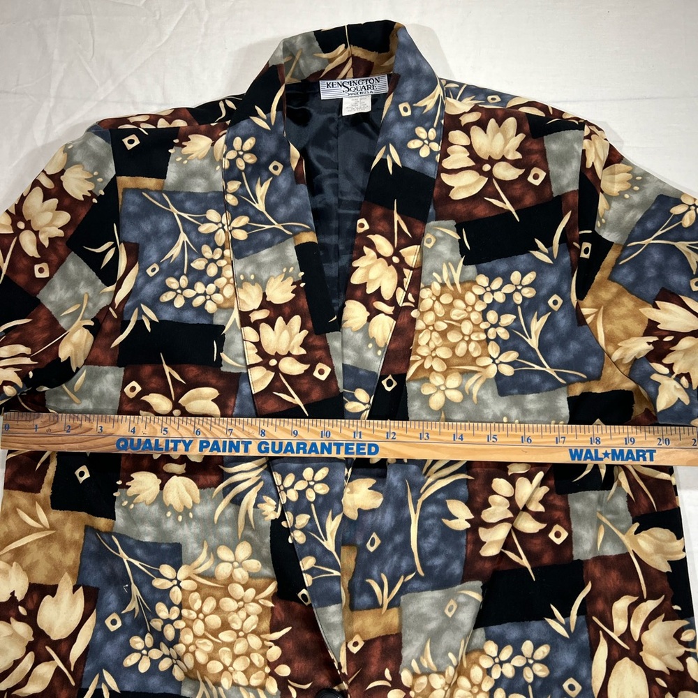 Vintage Kensington Square USA Womens MP Black Brown Floral Single Button Blazer - Picture 4 of 11